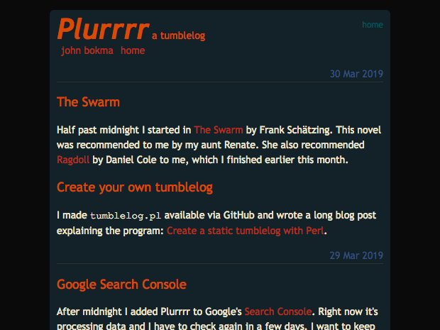 A screenshot of my tumblelog Plurrrr