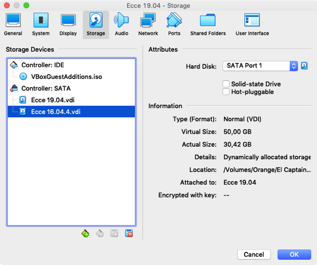 Removing the VDI file from the SATA controller