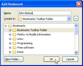Adding a Live Bookmark