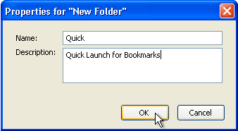 Adding a new bookmarks folder