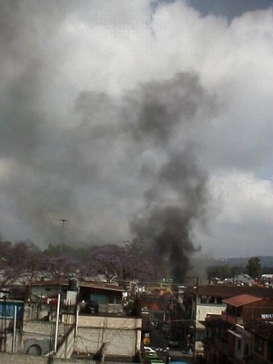 A huge column of smoke