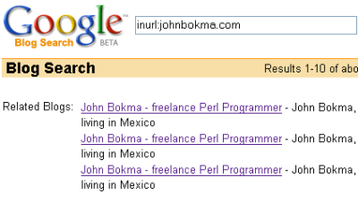 inurl:johnbokma.com showing same blog several times