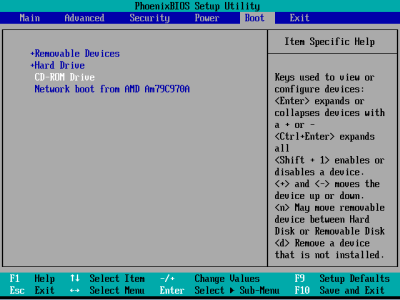 VMware Player BIOS Boot menu