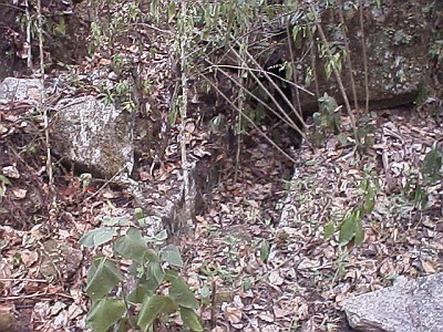 A straight groove cut into stone