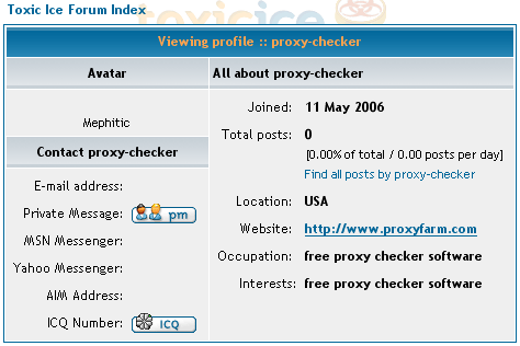 A forum profile spammer