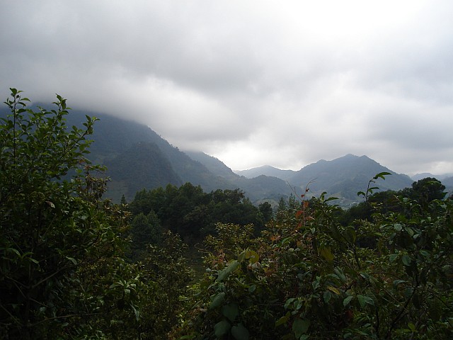 Rain clouds over the hills.