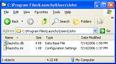 Launchy per user files.