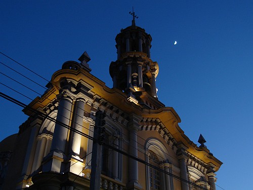 A church in El Limn Totalco, notice the moon.