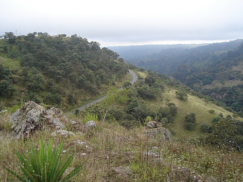 Road to Alto Lucero, to the right a canyon.