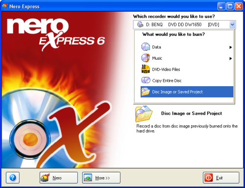 Burning a DVD ISO image with Nero Express