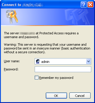 Authorization required (Internet Explorer 7).