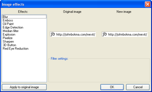 The IrfanView Effects browser dialogue window.