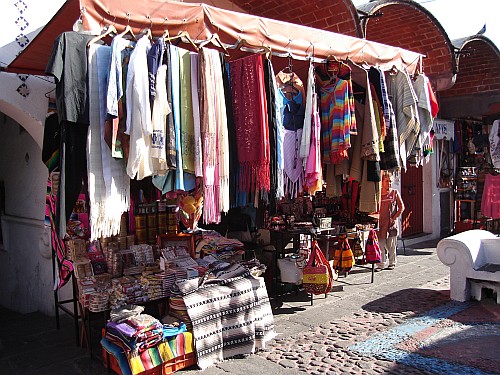 A handcrafts stand on the Parian, Puebla city.