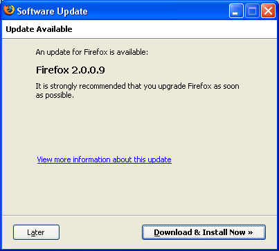 An update for Firefox is available.