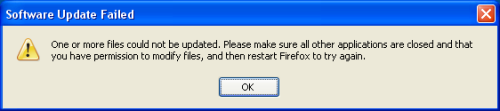 mozilla thunderbird update failed