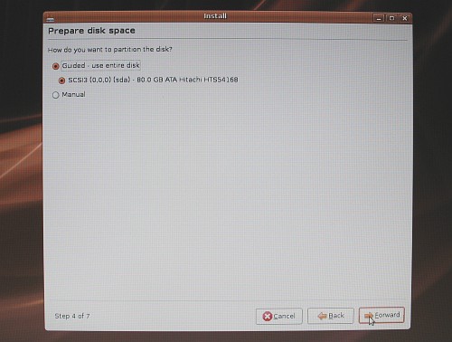 Ubuntu Install: preparing disk space.