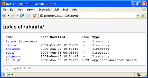 http://192.168.1.100/ubuntu as a proxy for http://ubuntu.media.mit.edu/ubuntu/.