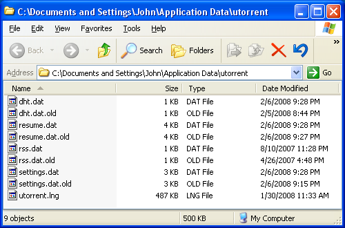 The settings and data folder of Torrent.