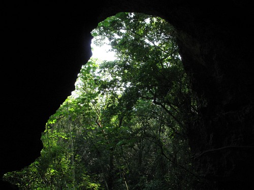 Looking out of the cave.