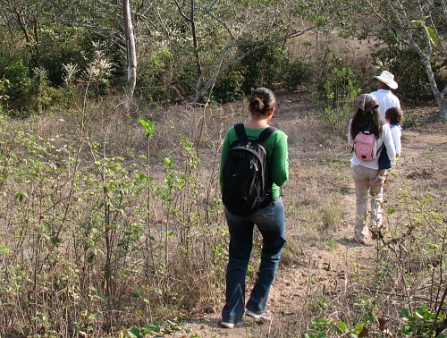 Rocio, Esme carrying Alice, and our local guide.