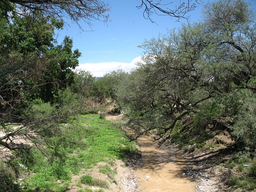 A muddy stream south of San Gabriel Chilac.