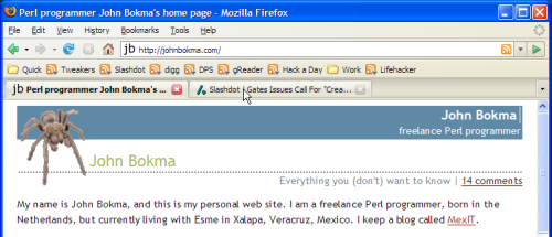 Mozilla Firefox with two tabs open.