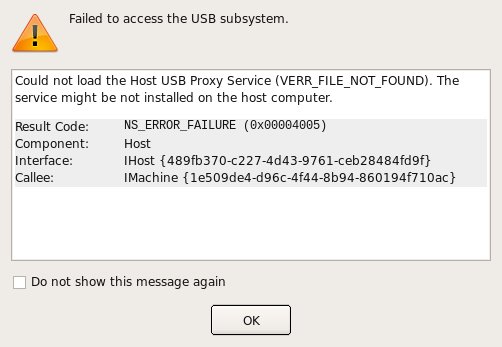 Warning: Failed to access the USB subsystem.