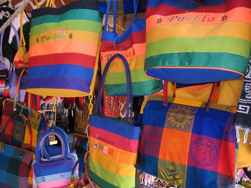 Colorful bags, El Parin, Puebla city.