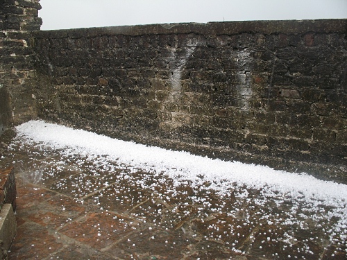Hailstones on our roof.