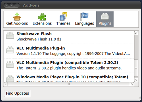 The Adobe Flash plug-in as reported by Firefox.