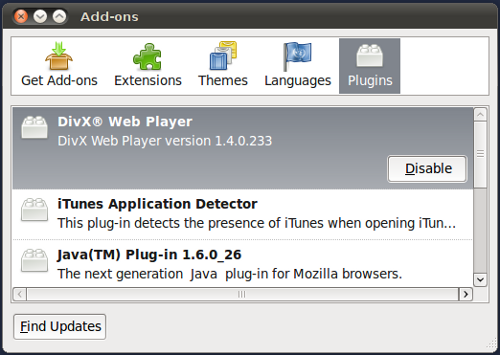 The Oracle Java plug-in as reported by Firefox.