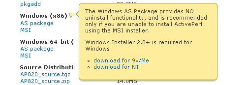 Downloading ActivePerl for Windows (x86).