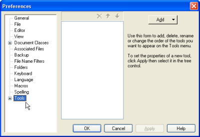 Preferences dialog of TextPad