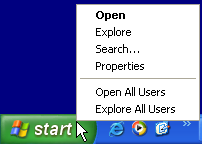Opening the Start Menu folder of All Users